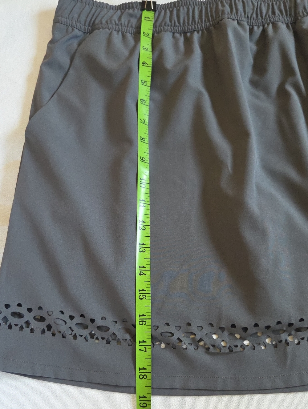 Stillwater Supply Co. Gray Laser-Cut Hem Women's Skorts-Elastic Waist - Picture 7 of 10